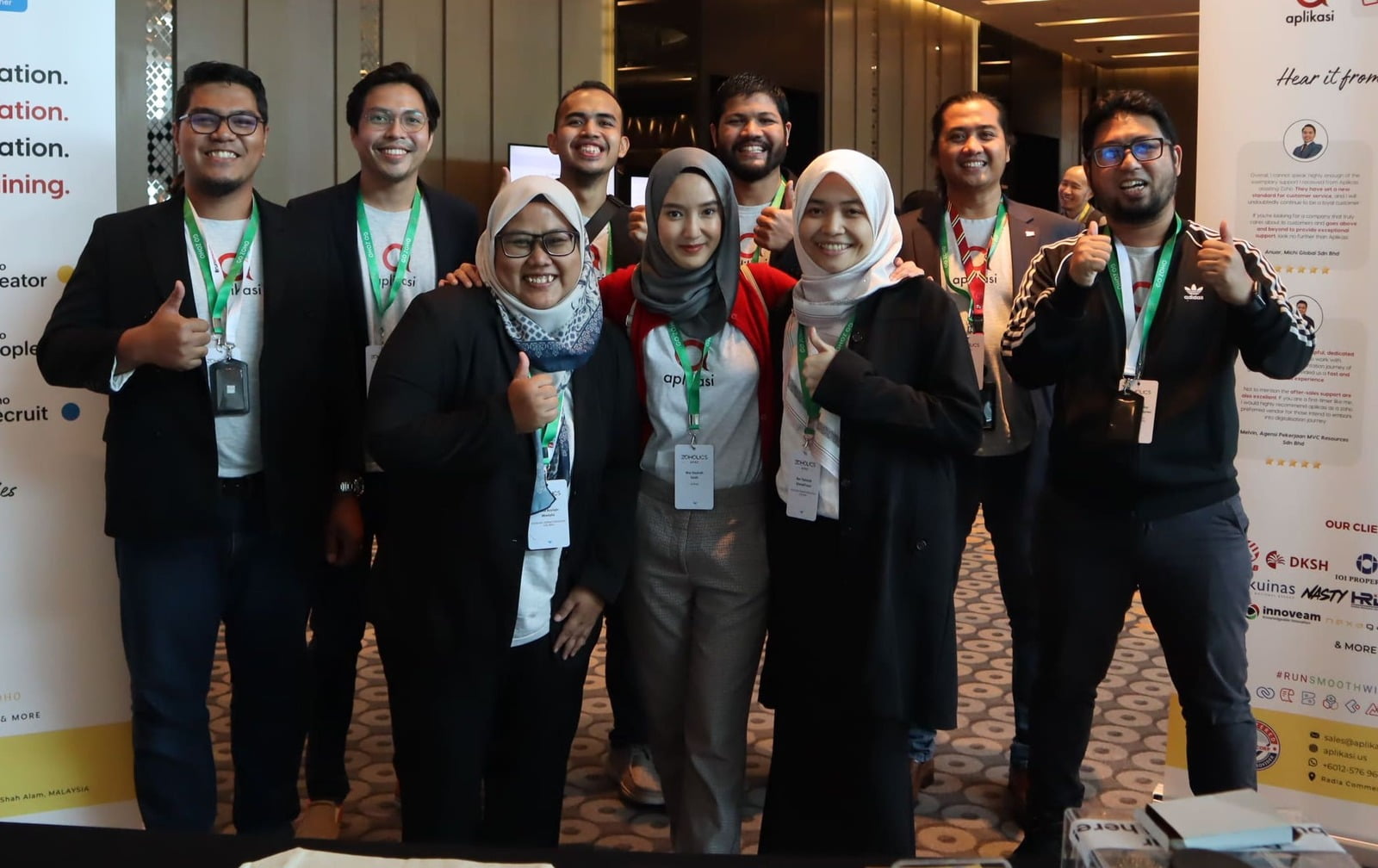 the picture of us as Aplikasi, your trusted Zoho Premium Partner. Can hear it yourself from our clients